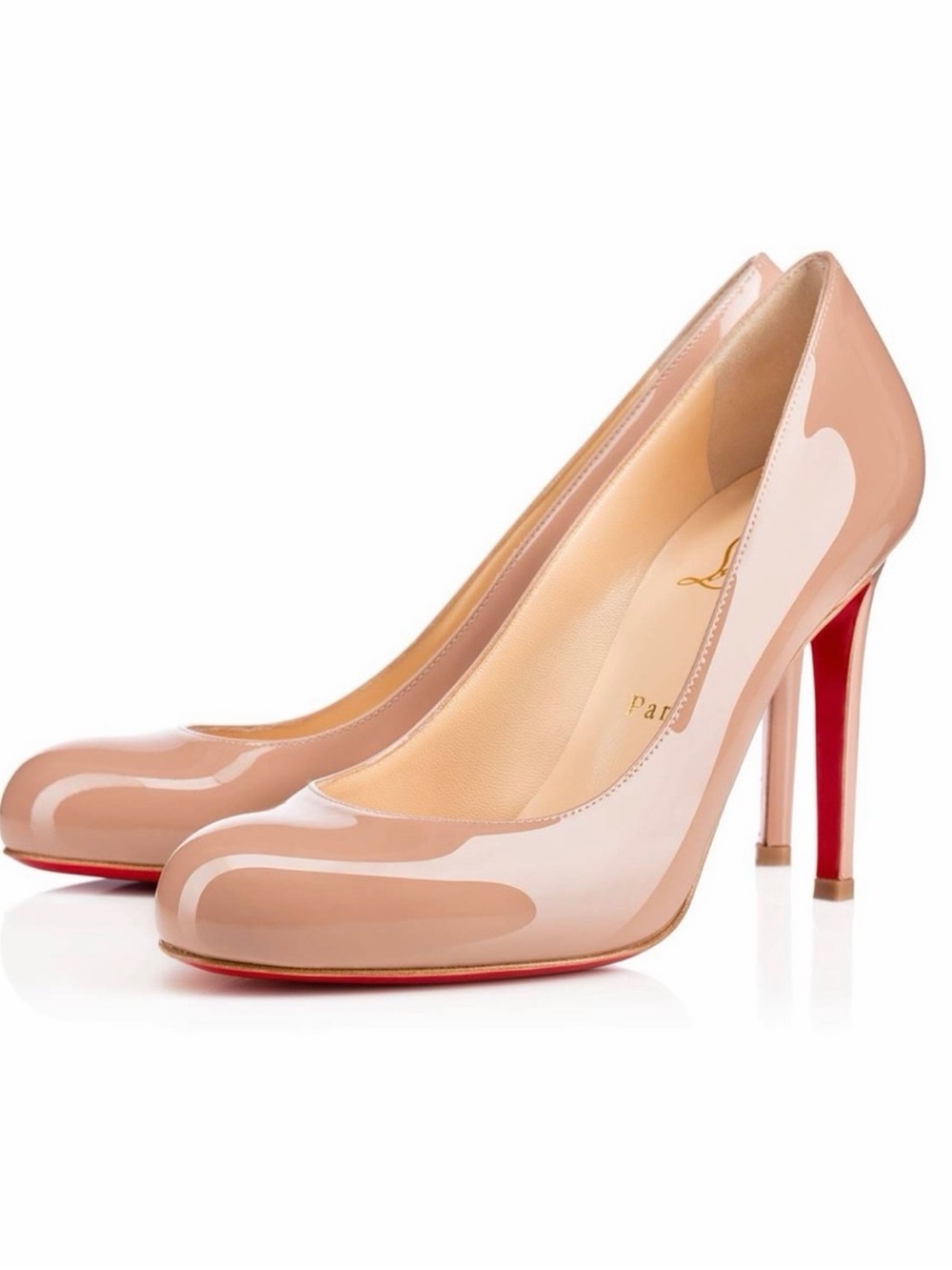 Authentic Christian Louboutin Nude Patent Leather Pumps